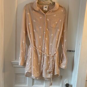 Anthropologie Mermaid Collection Tan and White Swim Coverup